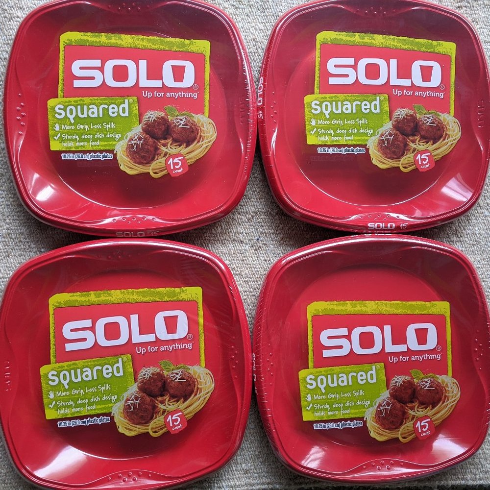 60 Solo Large Leak Proof Heavy Duty Party Plates w/ Hand Grips 4 Deep Sidewalls